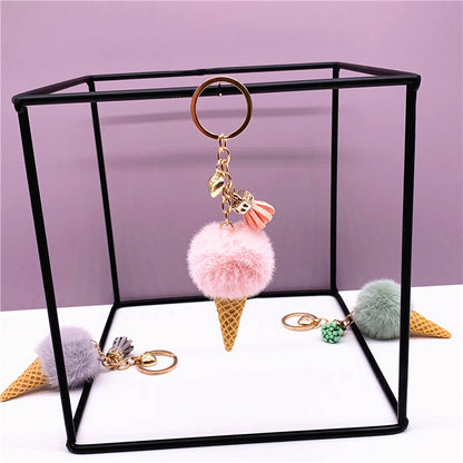 Ice Cream Cone Shaped Plush  Keychain