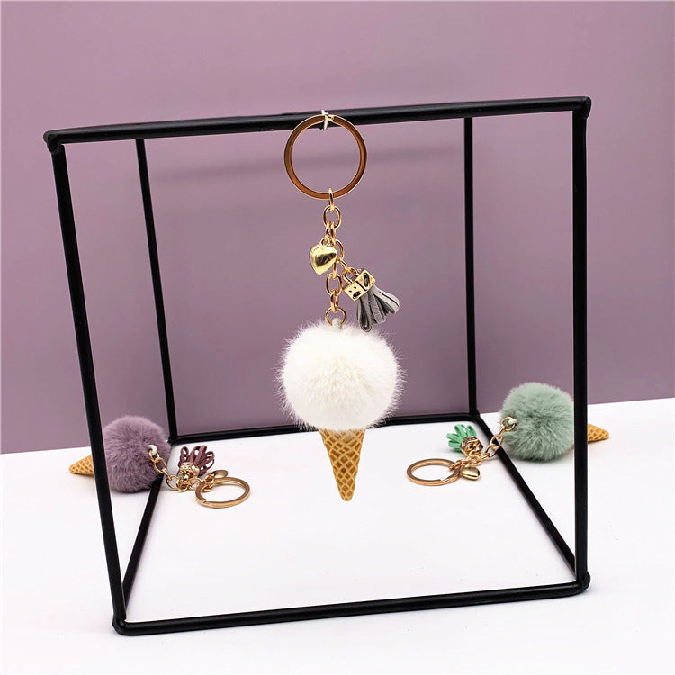 Ice Cream Cone Shaped Plush  Keychain