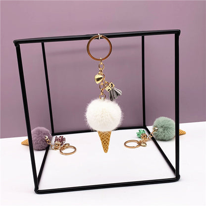 Ice Cream Cone Shaped Plush  Keychain
