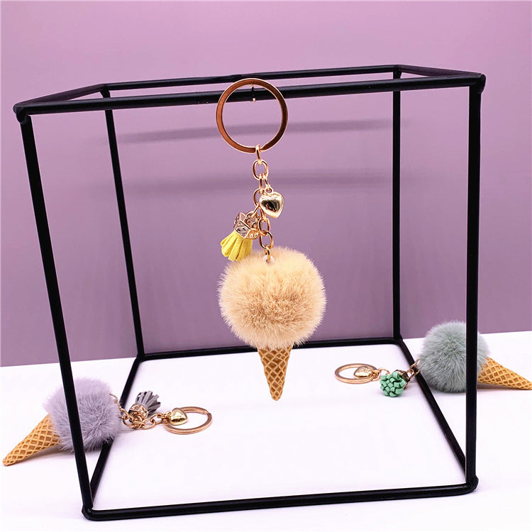 Ice Cream Cone Shaped Plush  Keychain