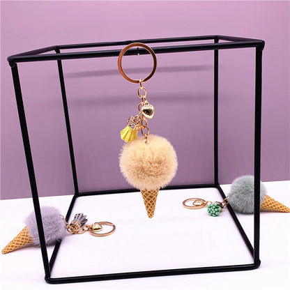 Ice Cream Cone Shaped Plush  Keychain