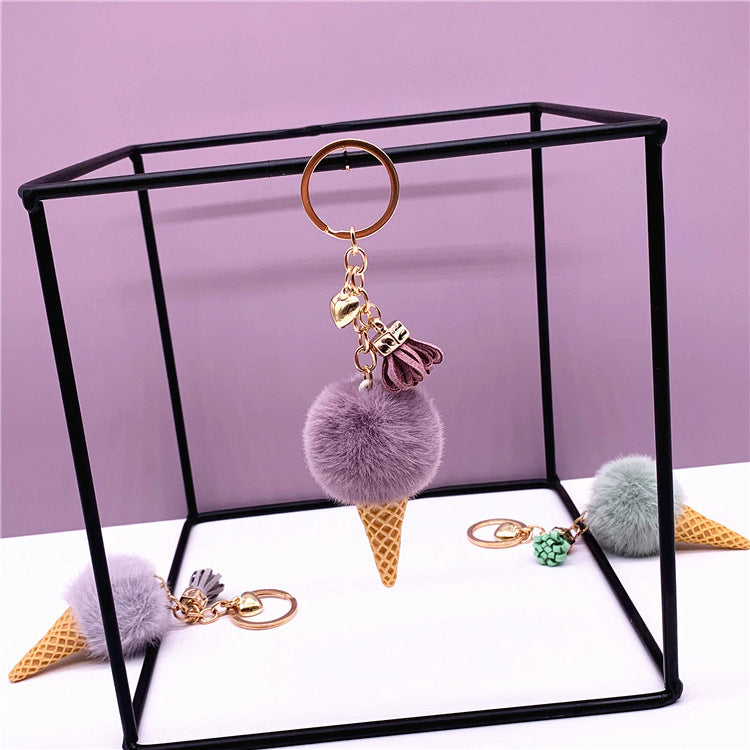 Ice Cream Cone Shaped Plush  Keychain