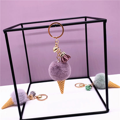 Ice Cream Cone Shaped Plush  Keychain