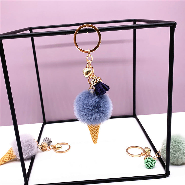 Ice Cream Cone Shaped Plush  Keychain