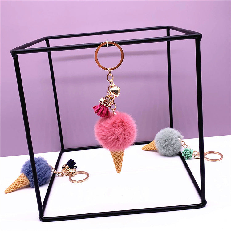 Ice Cream Cone Shaped Plush  Keychain