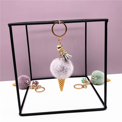 Ice Cream Cone Shaped Plush  Keychain