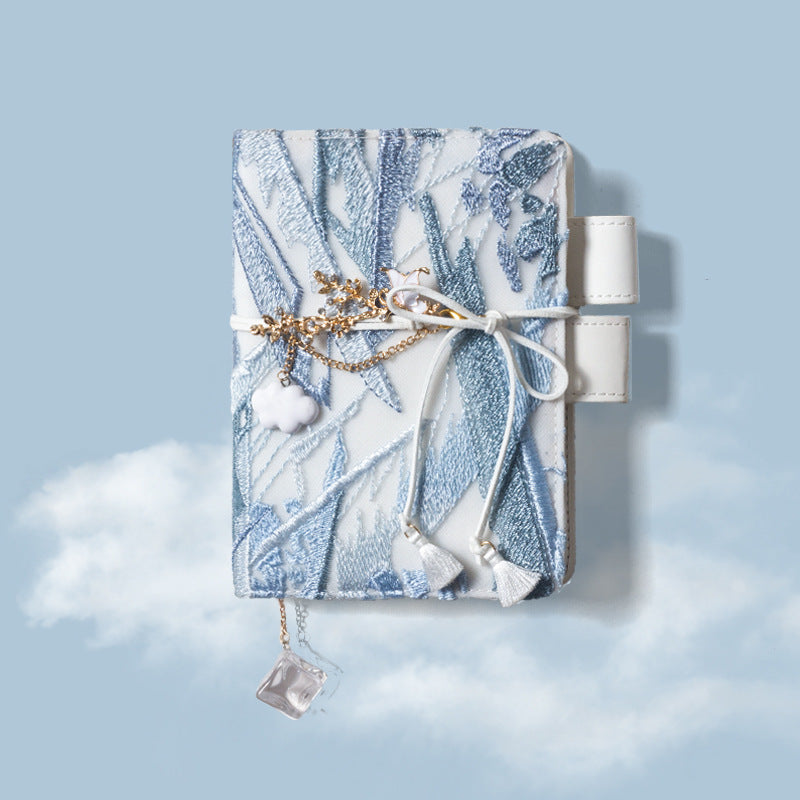 Blue Embroidered A6 Diary for Girls with Tassel and Cloud Charm