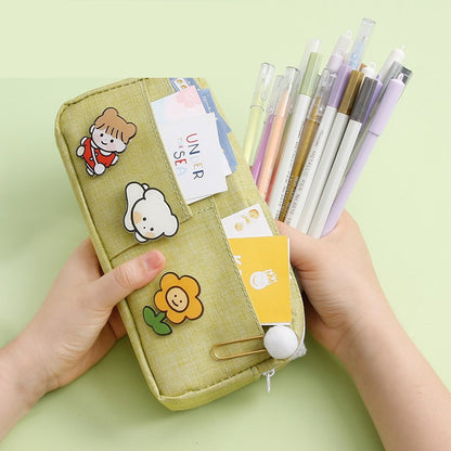 Cute Japanese Canvas Pencil Cases with Colorful Animal Accents