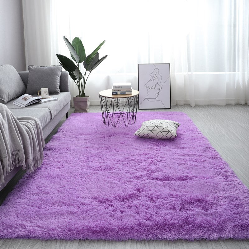 Large Fluffy Rectangular Nordic Plush Carpet Available in 13 Colors