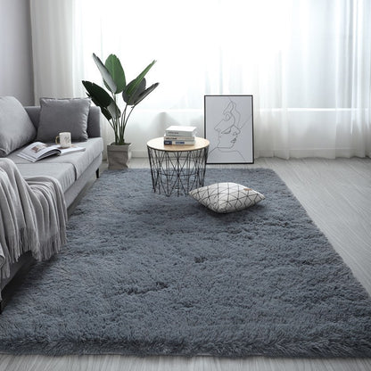 Large Fluffy Rectangular Nordic Plush Carpet Available in 13 Colors