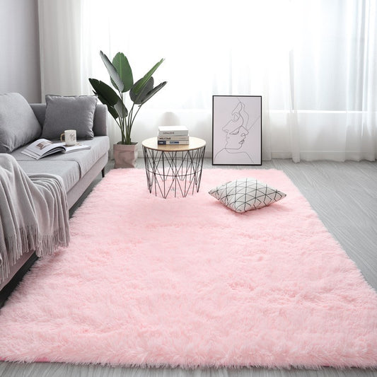 Large Fluffy Rectangular Nordic Plush Carpet Available in 13 Colors