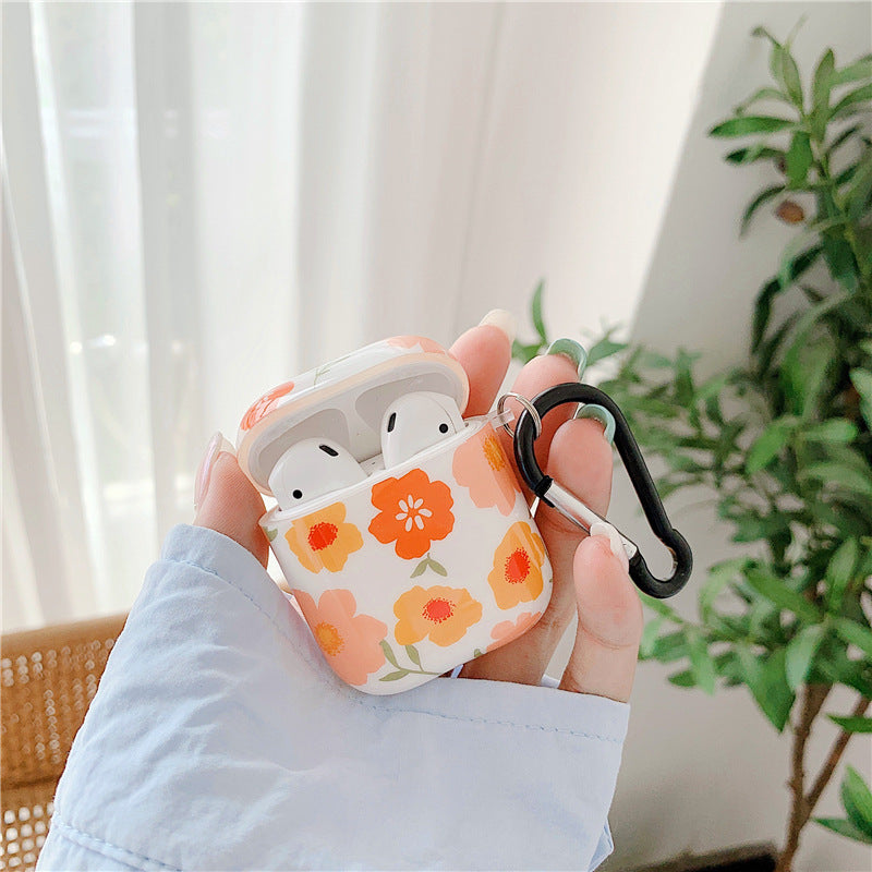 Orange Floral Airpod Case