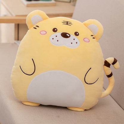 Fluffy Stuffed Animal Plush Pillows Featuring Avocado, Tiger, Bear, Cow & Dino