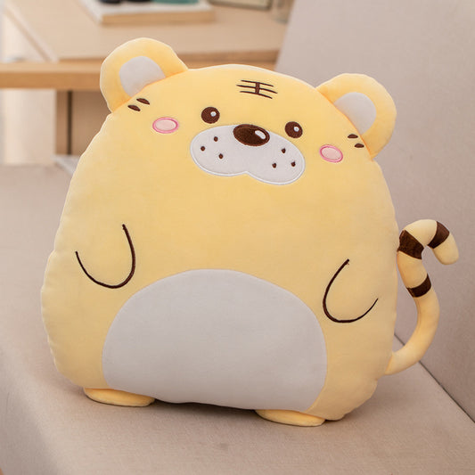 Fluffy Stuffed Animal Plush Pillows Featuring Avocado, Tiger, Bear, Cow & Dino