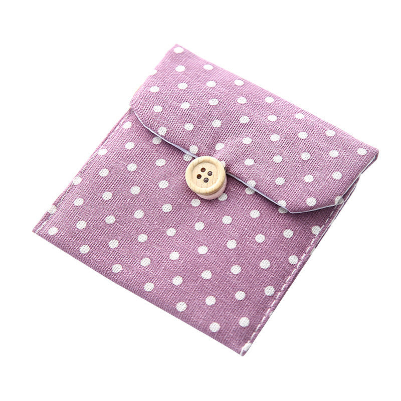 Polka Dot Canvas Japanese Coin Purses With Cute Cloth Button Design
