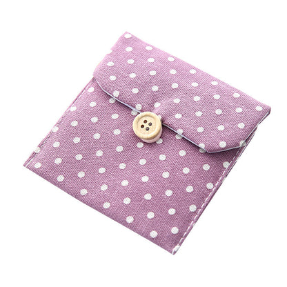 Polka Dot Canvas Japanese Coin Purses With Cute Cloth Button Design