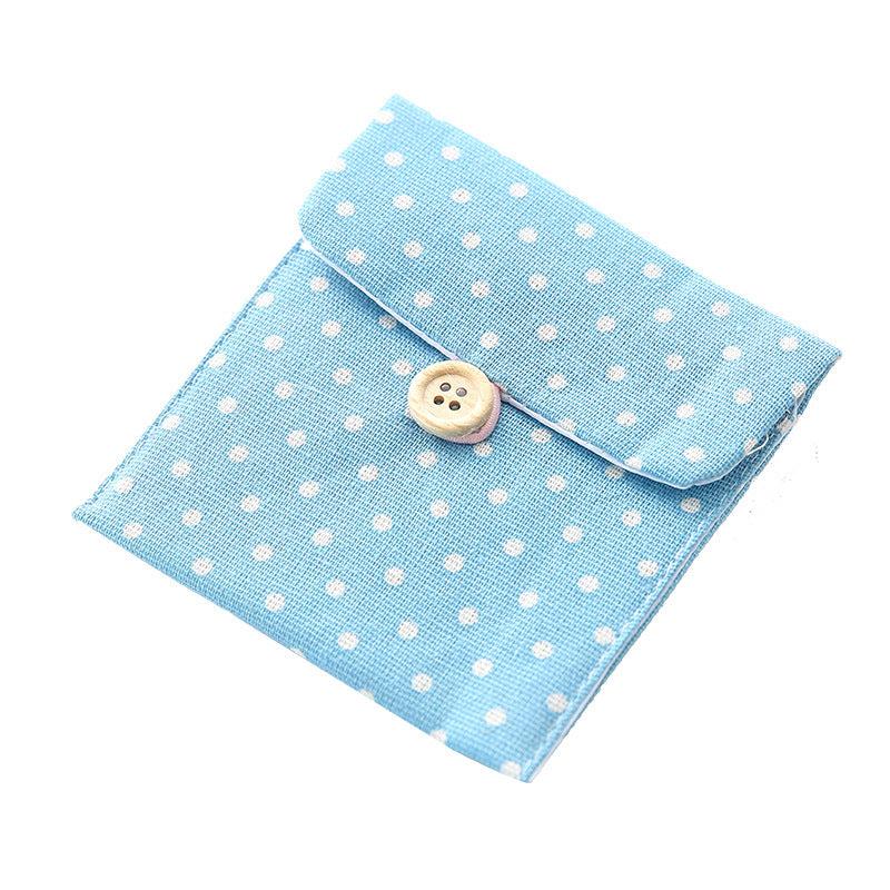 Polka Dot Canvas Japanese Coin Purses With Cute Cloth Button Design