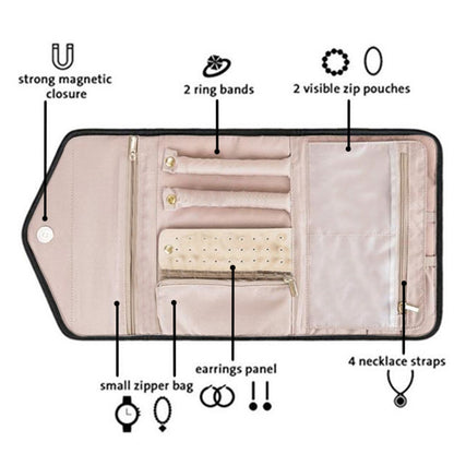 3-Fold Envelope Design Multi-Pocket Travel Makeup Bag