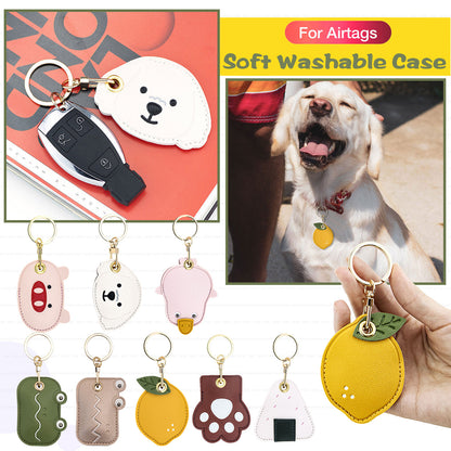 Cute Leather Keychains with Cartoon Eyes & Crocodile Design