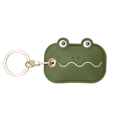 Cute Leather Keychains with Cartoon Eyes & Crocodile Design