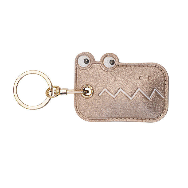 Cute Leather Keychains with Cartoon Eyes & Crocodile Design