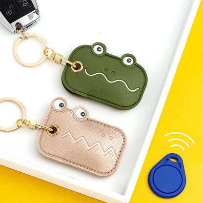 Cute Leather Keychains with Cartoon Eyes & Crocodile Design
