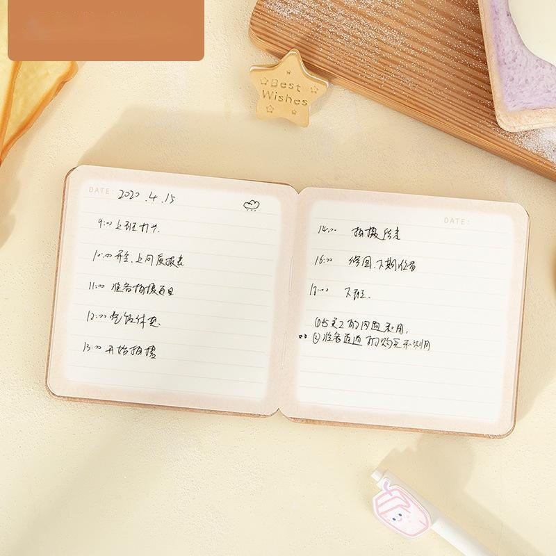 Cute Bear Mini Notebook with Toast Design - Thin and Adorable