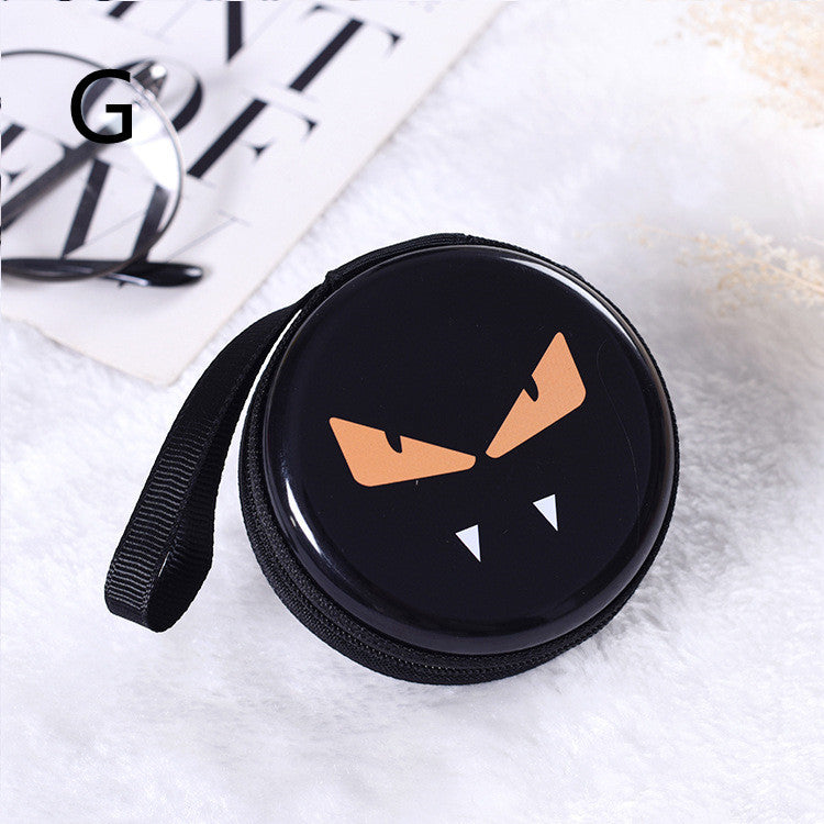 Cute Round Mini Coin Purse & Earphone Case with Fun Dinosaur Prints