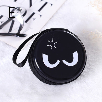 Cute Round Mini Coin Purse & Earphone Case with Fun Dinosaur Prints