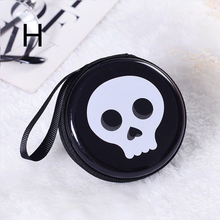 Cute Round Mini Coin Purse & Earphone Case with Fun Dinosaur Prints