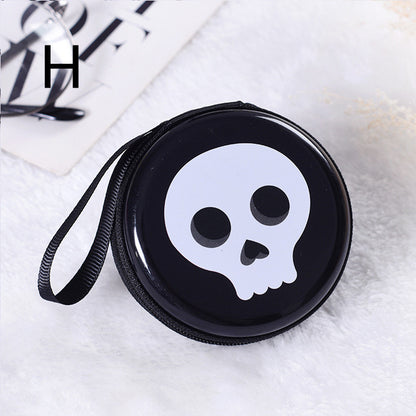 Cute Round Mini Coin Purse & Earphone Case with Fun Dinosaur Prints