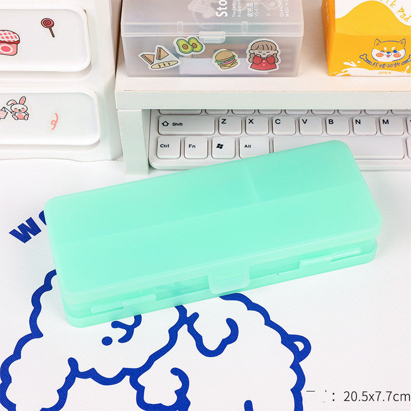 Cute Transparent Plastic Pencil Box with Cartoon Animals & Pastel Colors