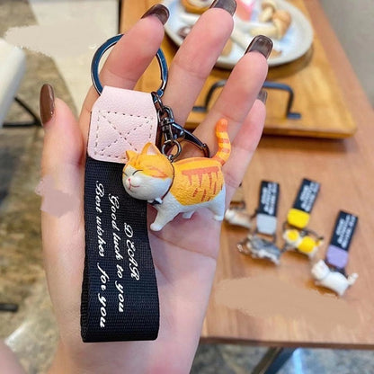 Cat & French Bulldog Dog Keychains with Charms & Straps