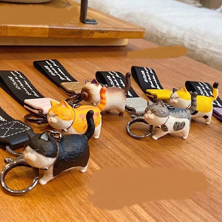 Cat & French Bulldog Dog Keychains with Charms & Straps