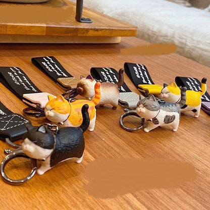 Cat & French Bulldog Dog Keychains with Charms & Straps