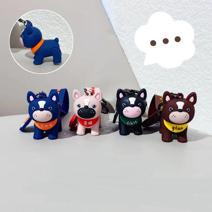 Cat & French Bulldog Dog Keychains with Charms & Straps