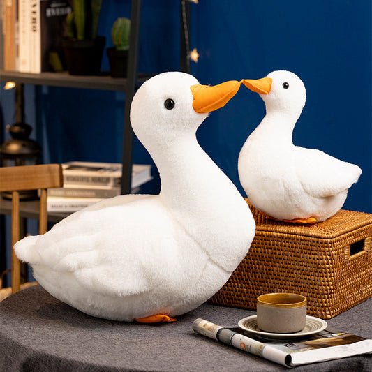 Soft White Duck Plush Toy with Orange Beak and Webbed Feet