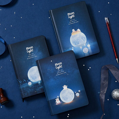 Hardcover Lunar Diary with Dreamy Moonlight Cat Design