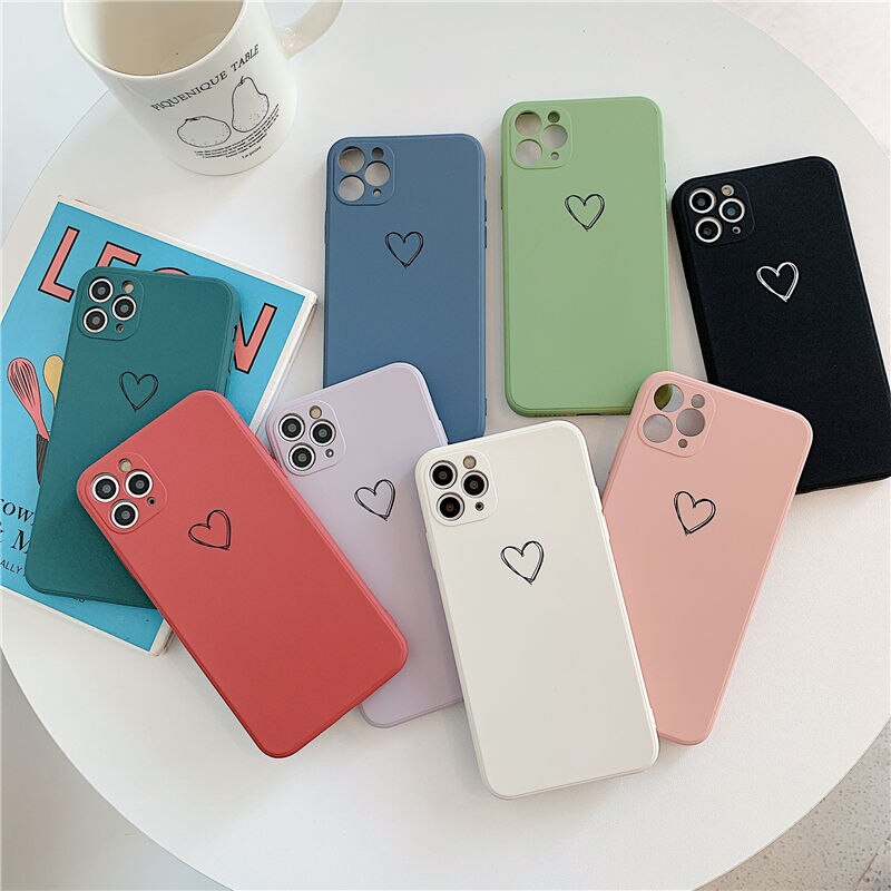 Minimal Heart Silicone Phone Case with Soft Matte Design