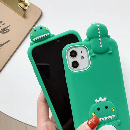 Cute Dinosaur & Duck Silicone Phone Case with Lanyard