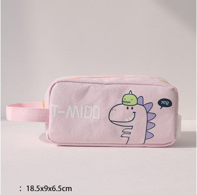 Cartoon Dinosaur Pencil Case - Fun Pastel Stationery Bag in 4 Colors