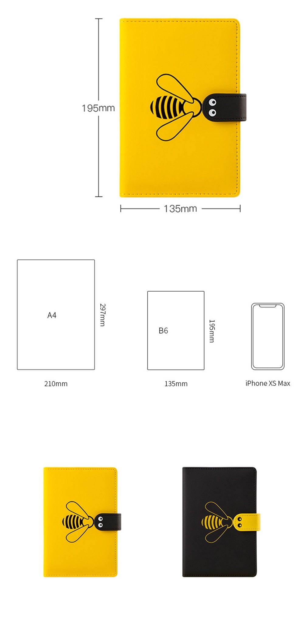 Playful Bee-Themed Journal with Bold Yellow & Black Covers