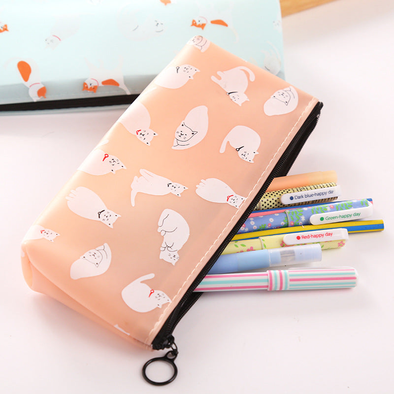 Cute Cat-Themed Silicone Zipper Pencil Case – Small & Colorful