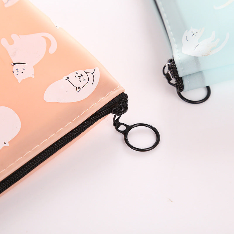 Cute Cat-Themed Silicone Zipper Pencil Case – Small & Colorful