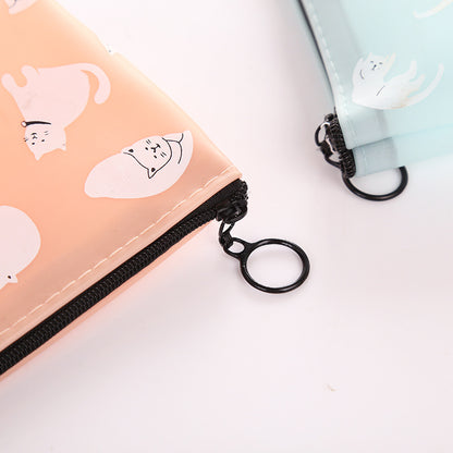 Cute Cat-Themed Silicone Zipper Pencil Case – Small & Colorful