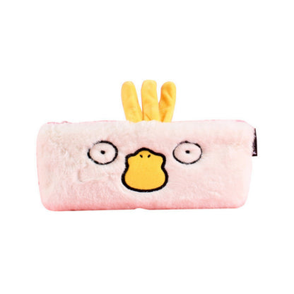 Cute Plush Animal Zipper Pencil Cases in Bunny, Croc, Duck, and Panda Variants