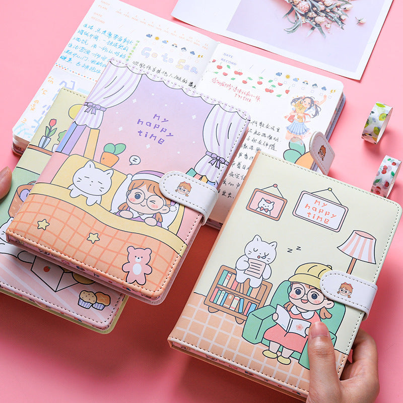 Cute Pastel Diary with Adorable Cartoon Designs