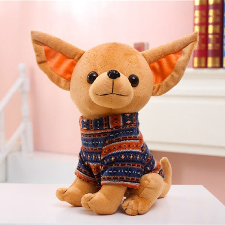 Charming Chihuahua Dog Plush Toy in Colorful Sweater