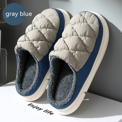 Stylish Warm, Non-Slip, Closed Toe Quilted Plush Home Slippers for Men