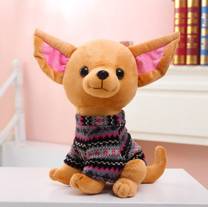 Charming Chihuahua Dog Plush Toy in Colorful Sweater